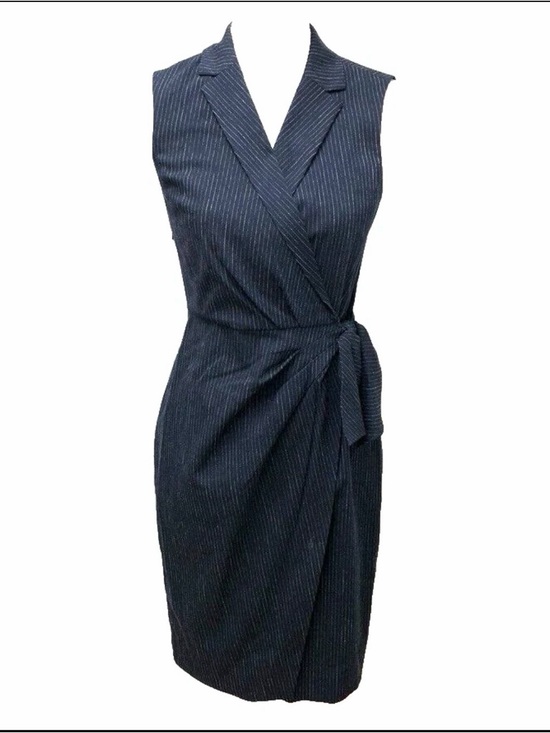 Tailored rebecca tailored Dresses & Skirts - Sleeveless Navy Pinstripe Wrap-Front Mini Dress, SZ 0, NWT
